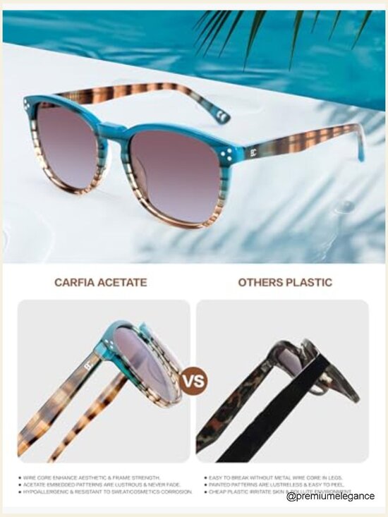 Acetate Frame Polarized Sunglasses UV Protection Large Shades Women main image 5